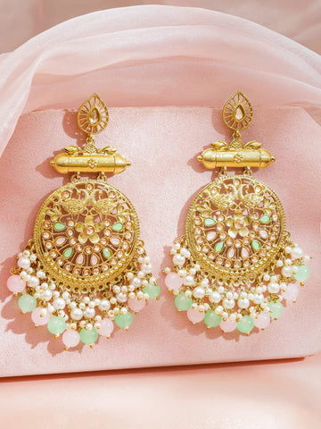 Pastel Charm Pearls Chandbali Earrings