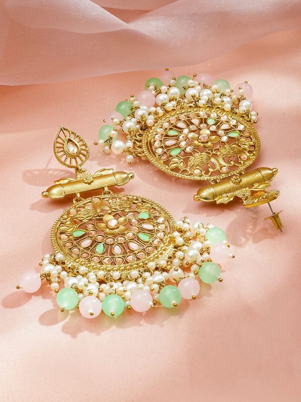 Pastel Charm Pearls Chandbali Earrings