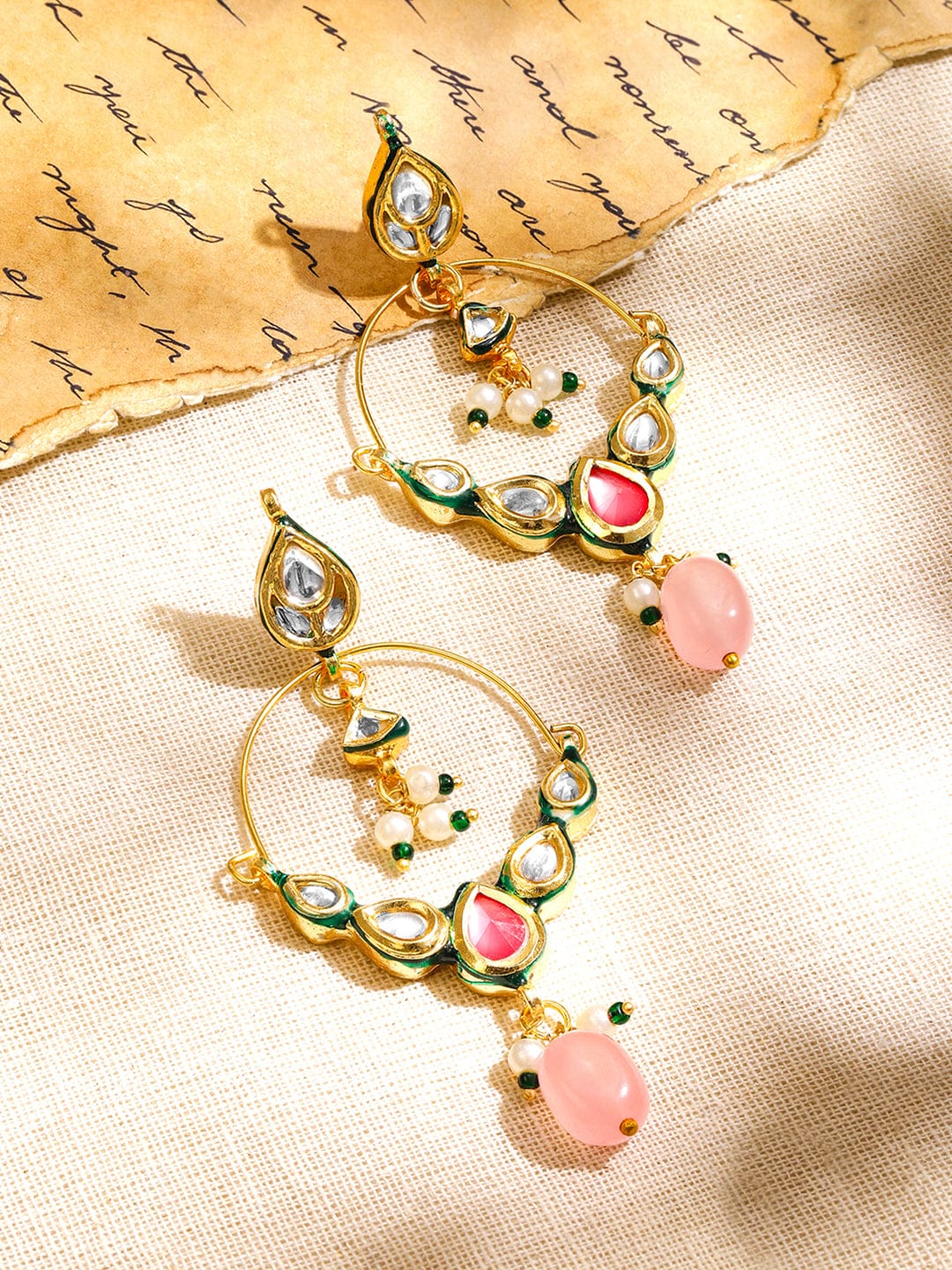Pastel Grace Painted Chandbali Earrings