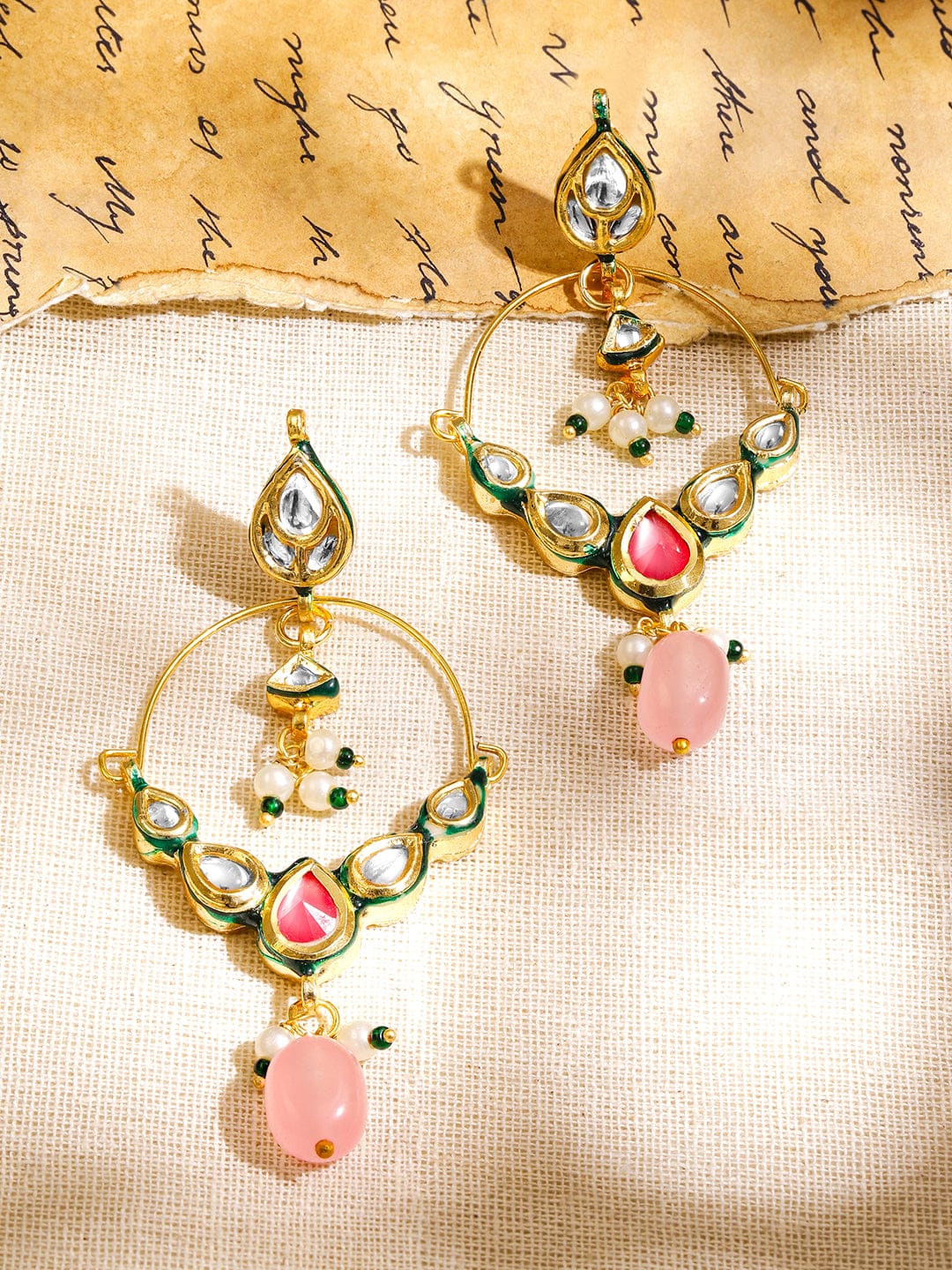 Pastel Grace Painted Chandbali Earrings