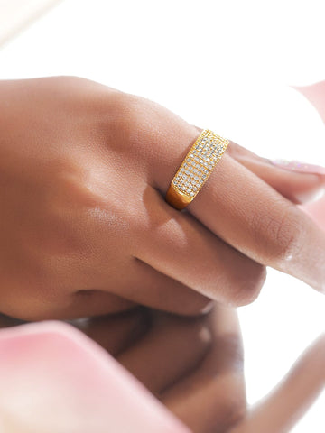 Pave Set Adjustable Gold Ring Rings