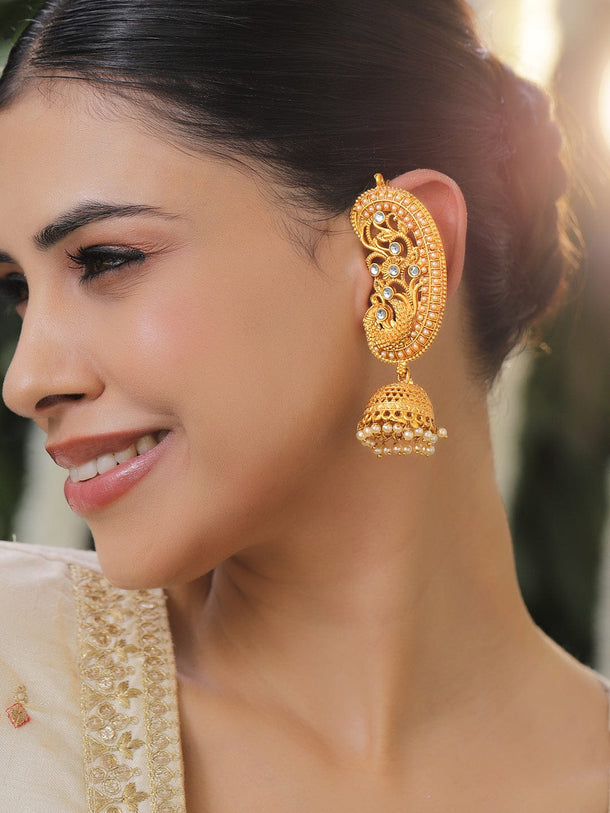 Peacock Whisper Ear Cuff Jhumka Earrings
