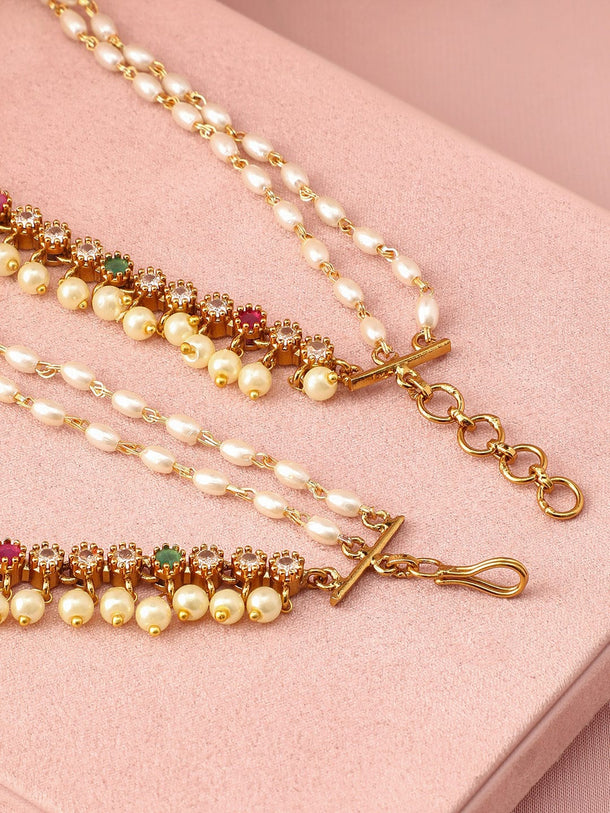 Pearl Bloom Traditional Kaan Chain Earrings