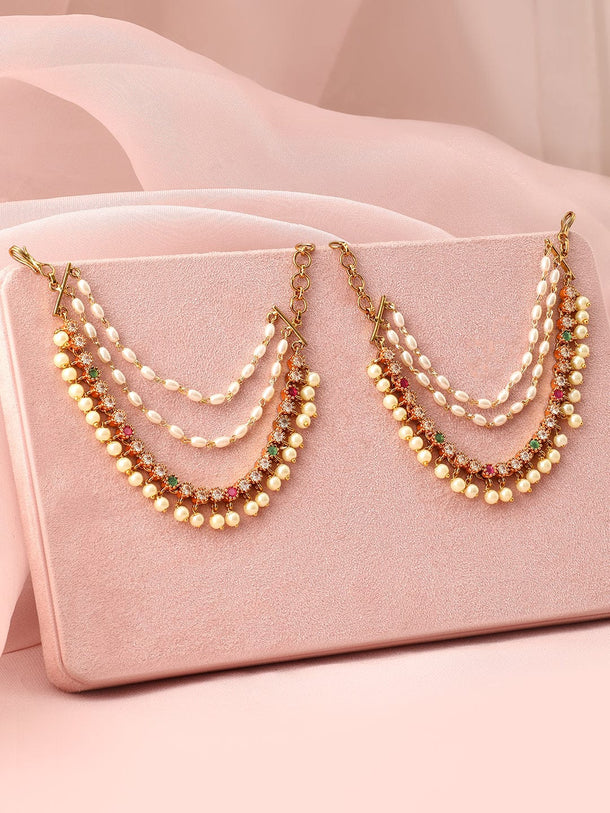 Pearl Bloom Traditional Kaan Chain Earrings