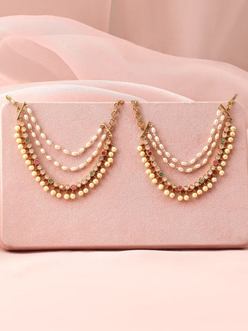 Pearl Bloom Traditional Kaan Chain Earrings
