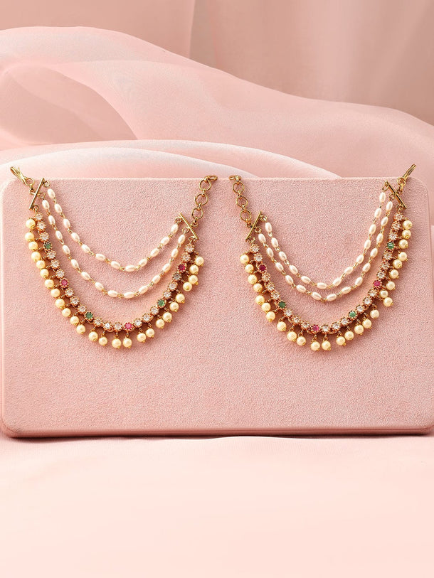 Pearl Bloom Traditional Kaan Chain Earrings