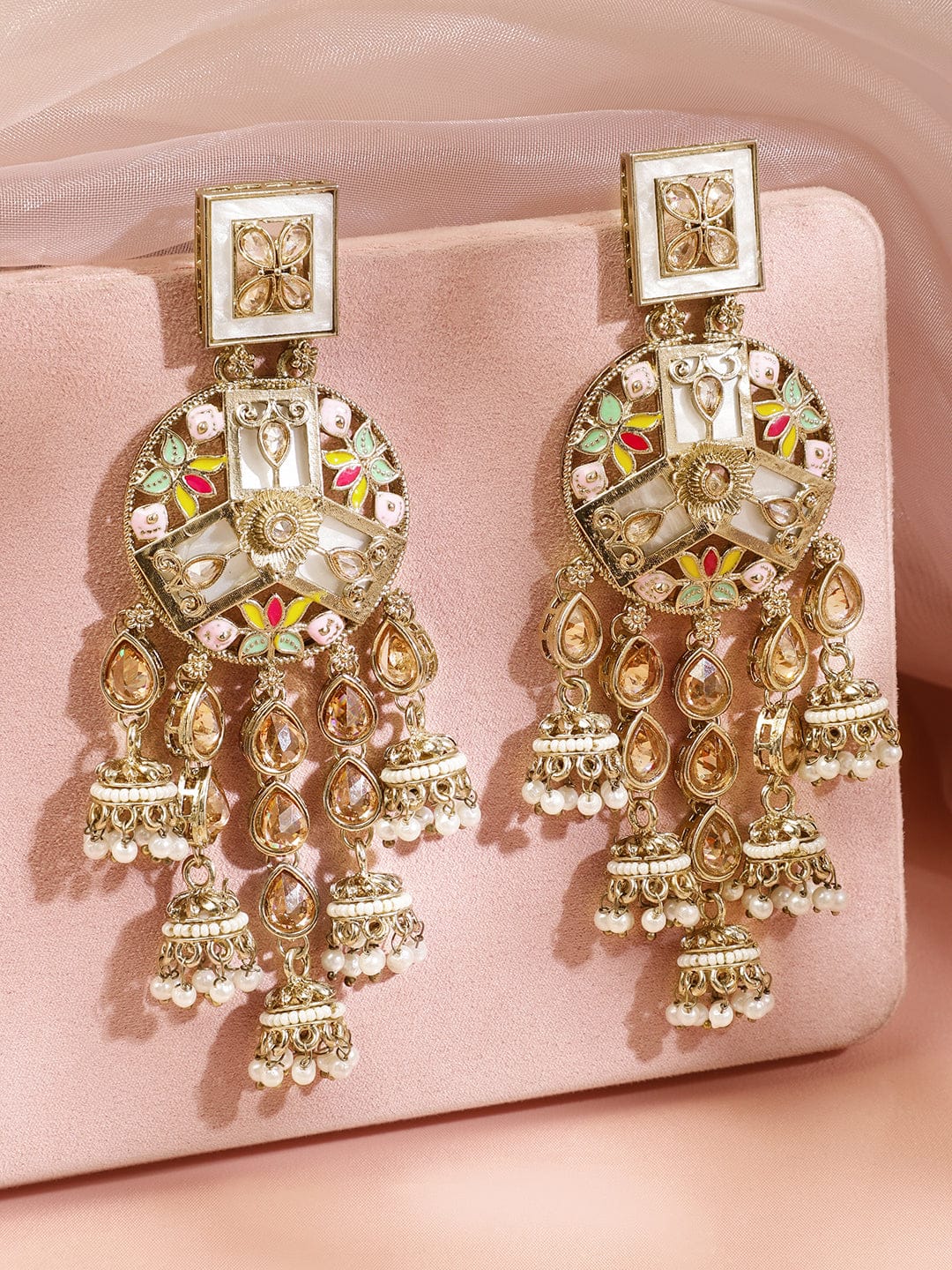 Pearl Grace Multicolour Jhumka Earrings