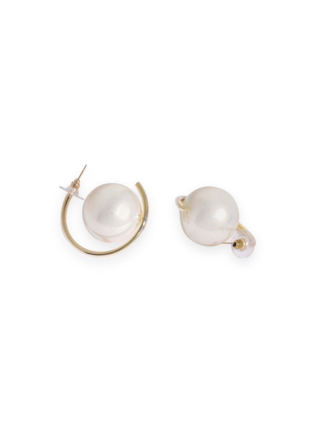 Pearlescent Elegance: Gold-Tone Hoop Earrings  Earrings