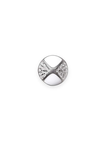 Petite White Silver Stud Earrings with AD Accents Earrings