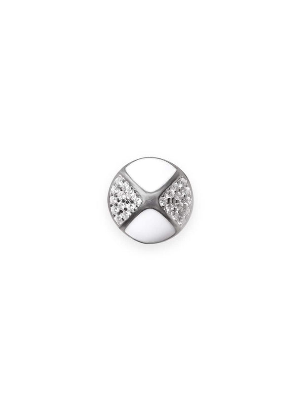 Petite White Silver Stud Earrings with AD Accents Earrings