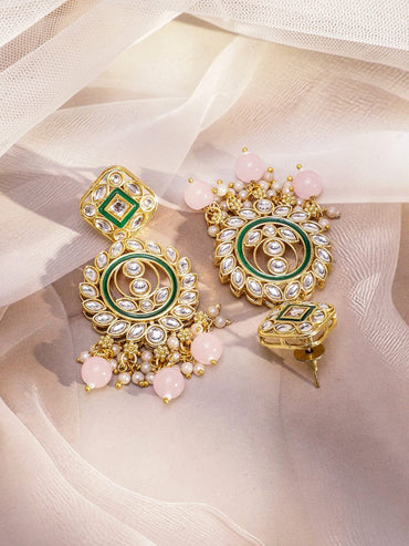 Pink Elegant Shine Kundan Necklace Set Jewellery Set