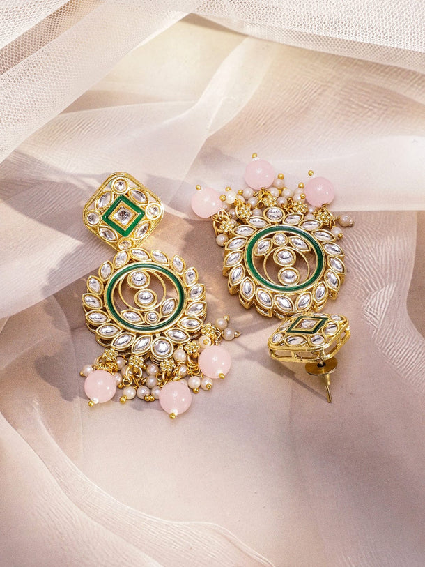 Pink Elegant Shine Kundan Necklace Set Jewellery Set