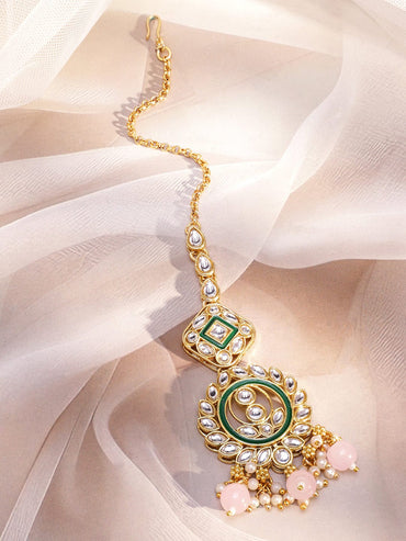 Pink Elegant Shine Kundan Necklace Set Jewellery Set