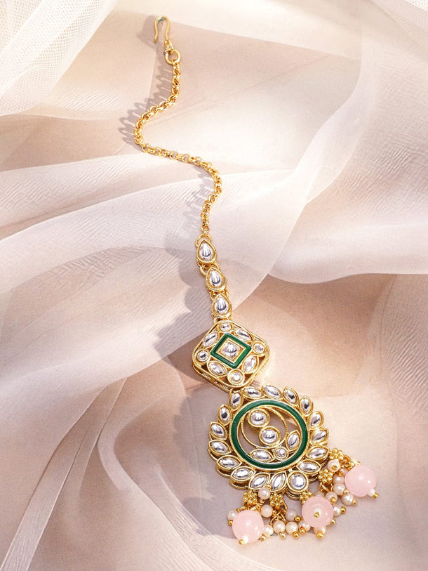 Pink Elegant Shine Kundan Necklace Set Jewellery Set