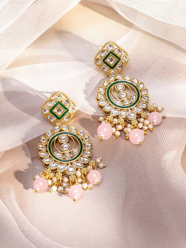 Pink Elegant Shine Kundan Necklace Set Jewellery Set