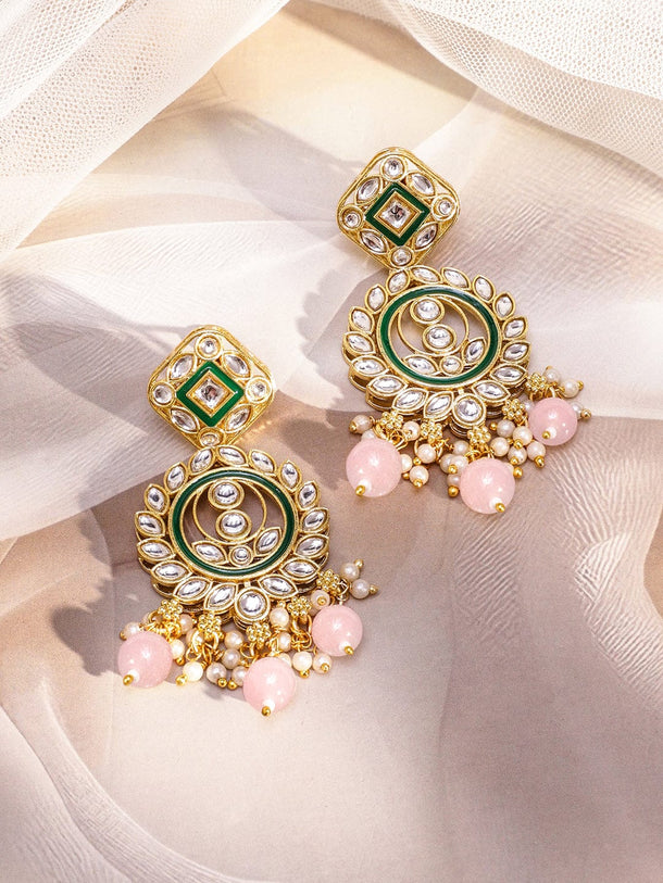 Pink Elegant Shine Kundan Necklace Set Jewellery Set