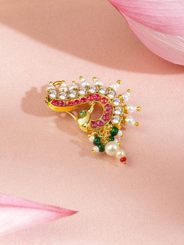 Pink & Green Artful Nose Pin Nosepin