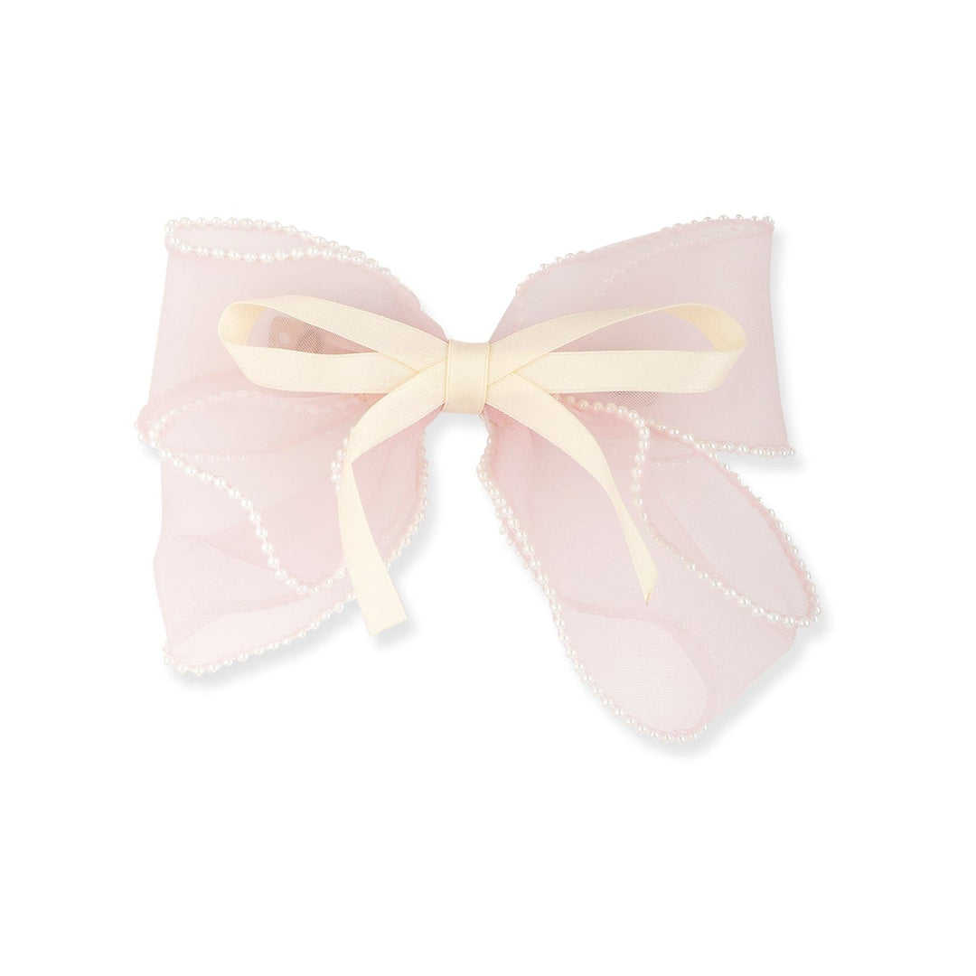 Pink organza bow with pearl detailed stunning hair clip Hair Accessories