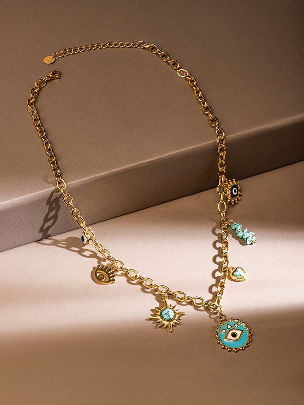 Playful Evil Eye Charm Necklace Necklace & Chains