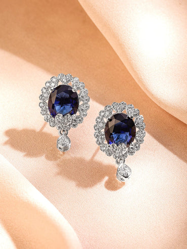 Polished Glow Blue Studs Earrings