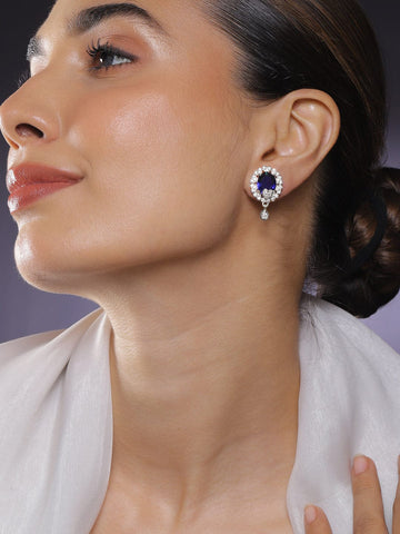 Polished Glow Blue Studs Earrings