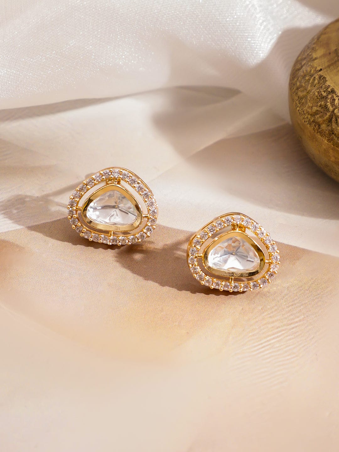 Polished Look American Diamond Zirconia Studded Pendant Set Necklace & Chains