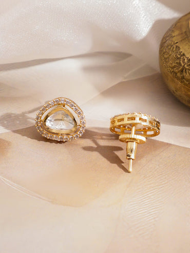 Polished Look American Diamond Zirconia Studded Pendant Set Necklace & Chains