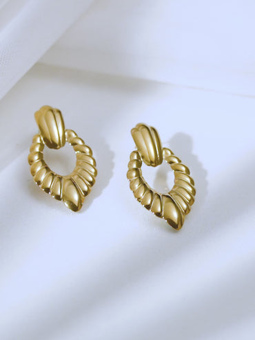 Demifine 18K Gold Plated Stainless steel Twisted Statement Drop Earrings