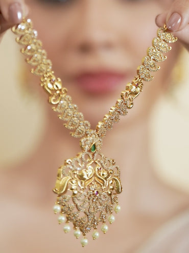 Pearl Drop American Diamond Zirconia Necklace Set