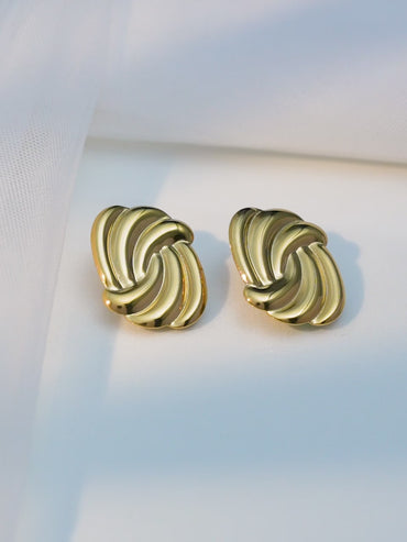 Demifine 18K Gold Plated Stainless steel Golden Twist Stud Earrings