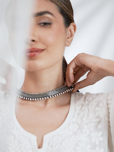 Rubans Oxidised Silver Plated  Choker