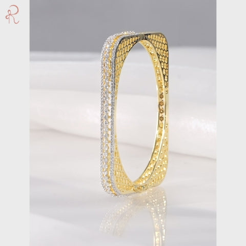 Rubans 22K Gold Plated Cubic Zirconia Studded Elegant  Bangle-Style Bracelet