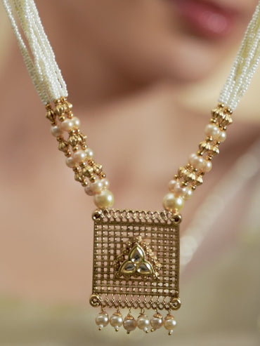 Rubans Gold Plated Pearl Statement Necklace Set