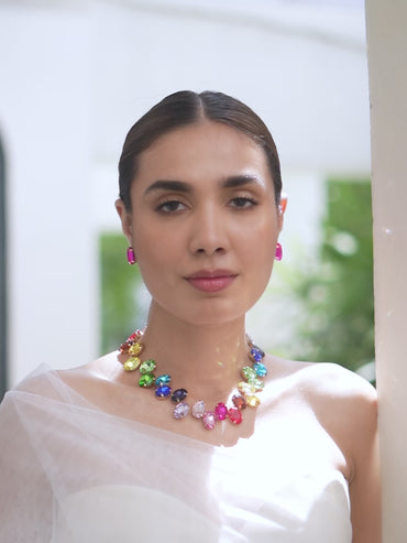 Multi Colored Crystal Necklace Set