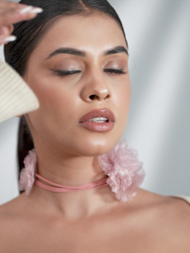 Delicately Graceful Pink Floral Statement Necklace