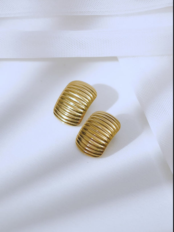 Demifine 18K Gold Plated Stainless steel Golden Wave Stud Earrings