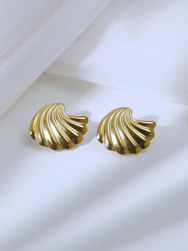 Demifine 18K Gold Plated Stainless steel Golden Shore Stud Earrings