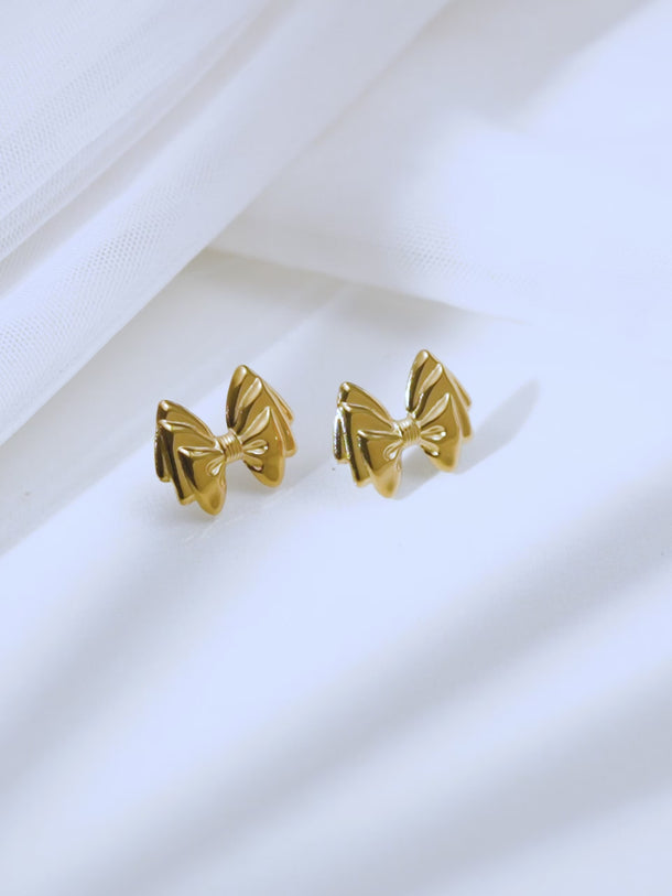 Demifine 18K Gold Plated Stainless steel Sweet Bow Stud Earrings