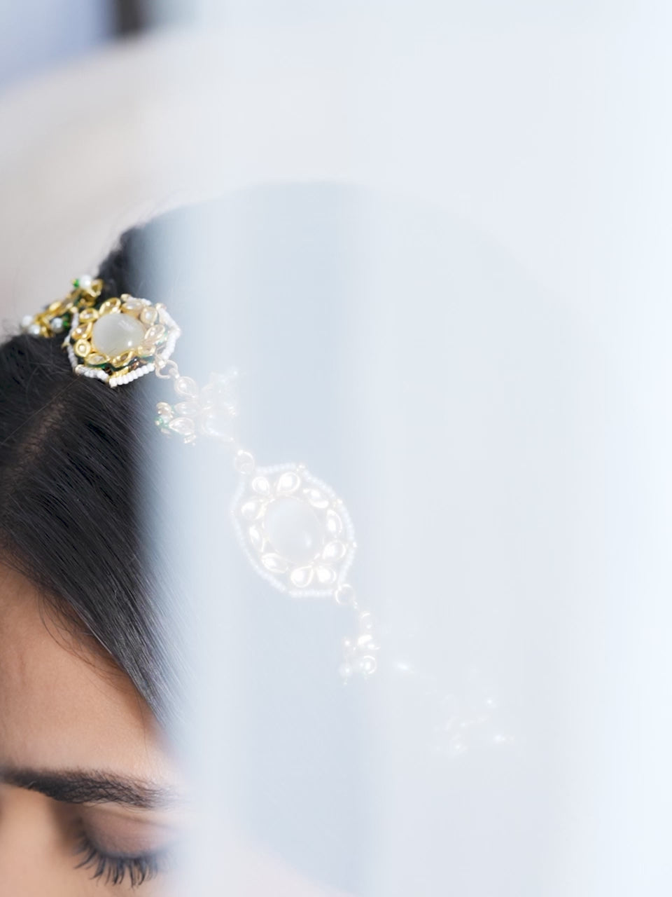 Rubans 22K Gold plated Kundan crystal with pastel beads and pearls Regal Sheesh Phool