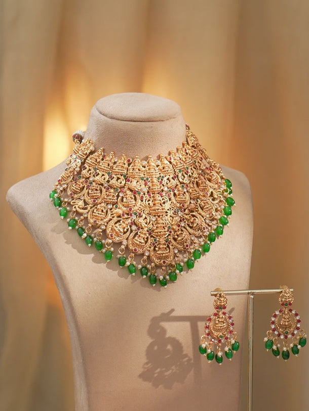 Laxmi Motif Multicolor Necklace Set