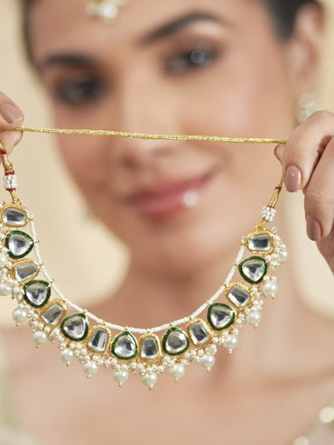 Whispers of Green Royalty Kundan Necklace Set