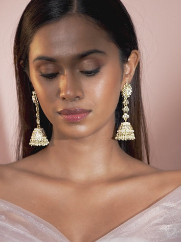 Creamy Hues Kundan Jhumka