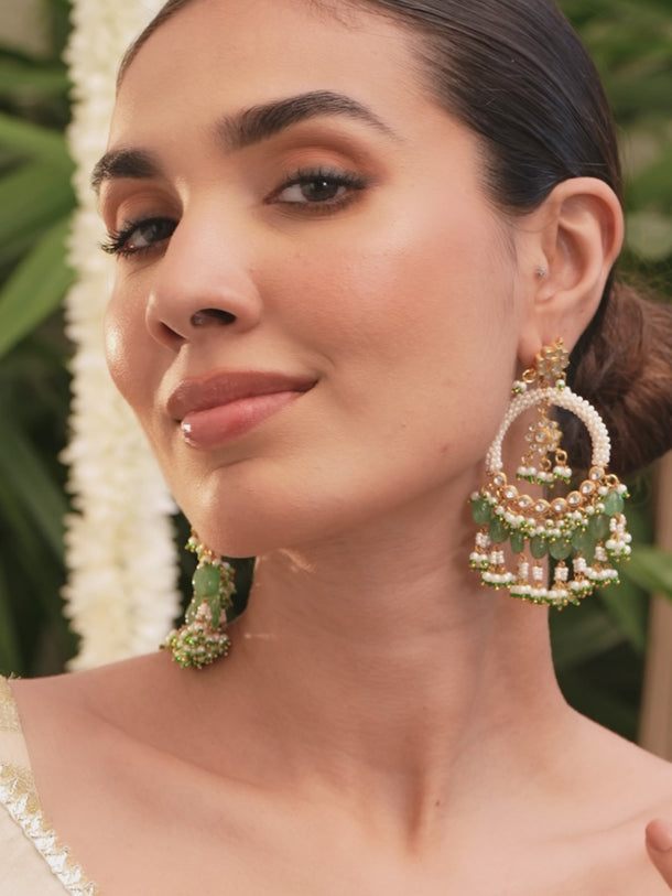Heritage Pearl Green Beads Danglers