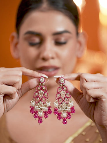 Lustrous Dark Pink Danglers