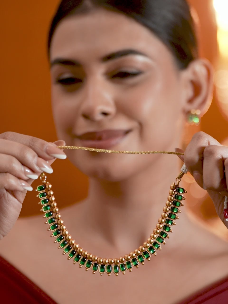 Pink & Green Short Necklace Set