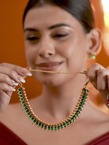 Pink & Green Short Necklace Set