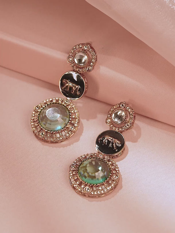 Royal Green & Black Statement Earrings