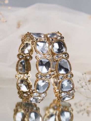 Polki Style White Kundan Bangles