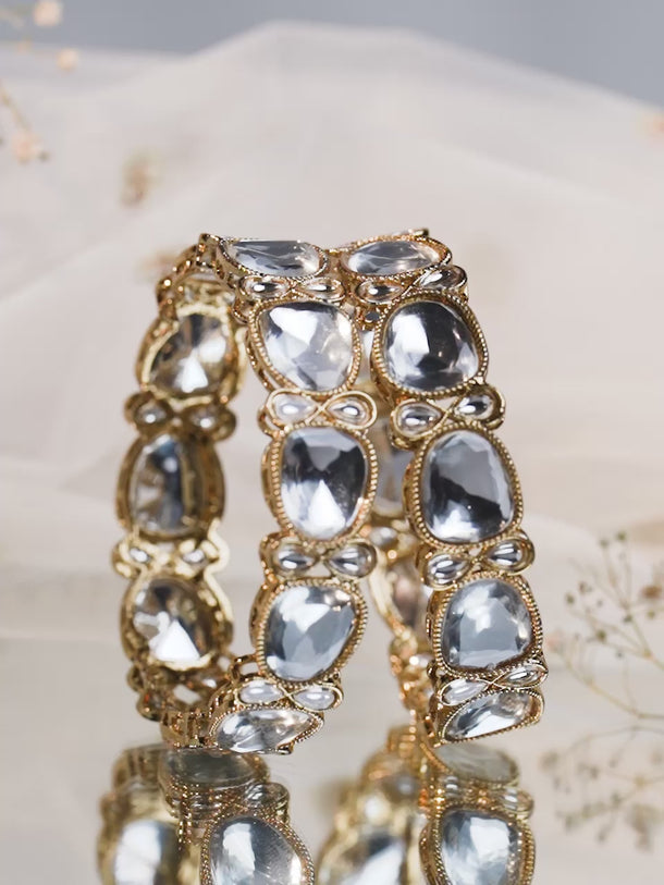 Polki Style White Kundan Bangles