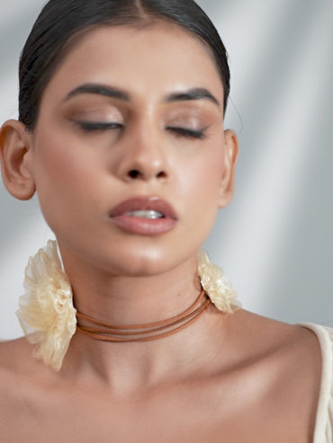 Delicately Graceful Pink Floral Statement Necklace